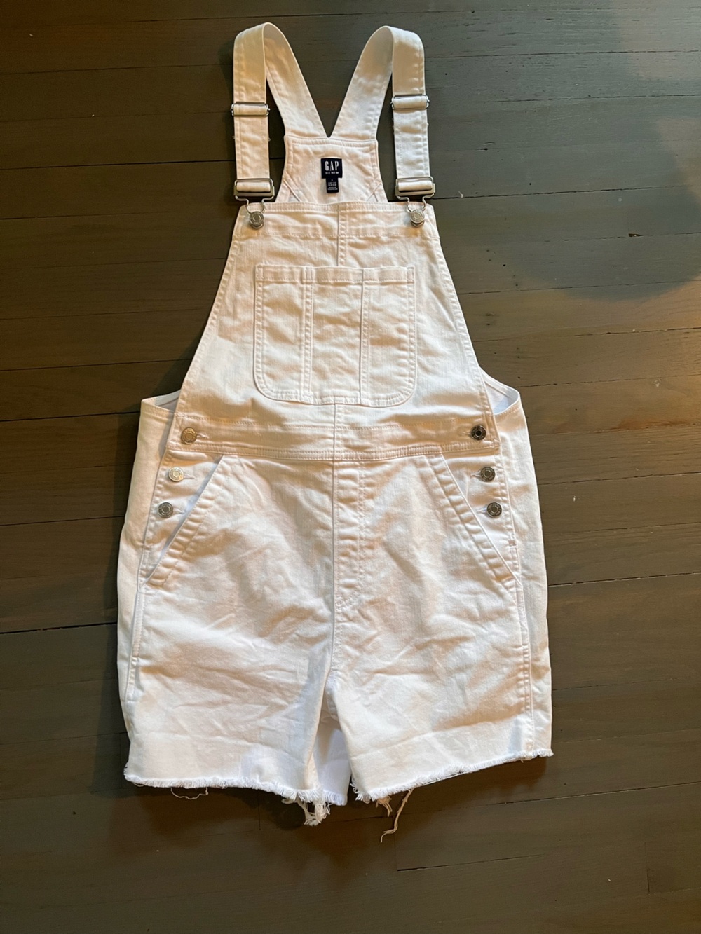GAP White Denim Short Overalls